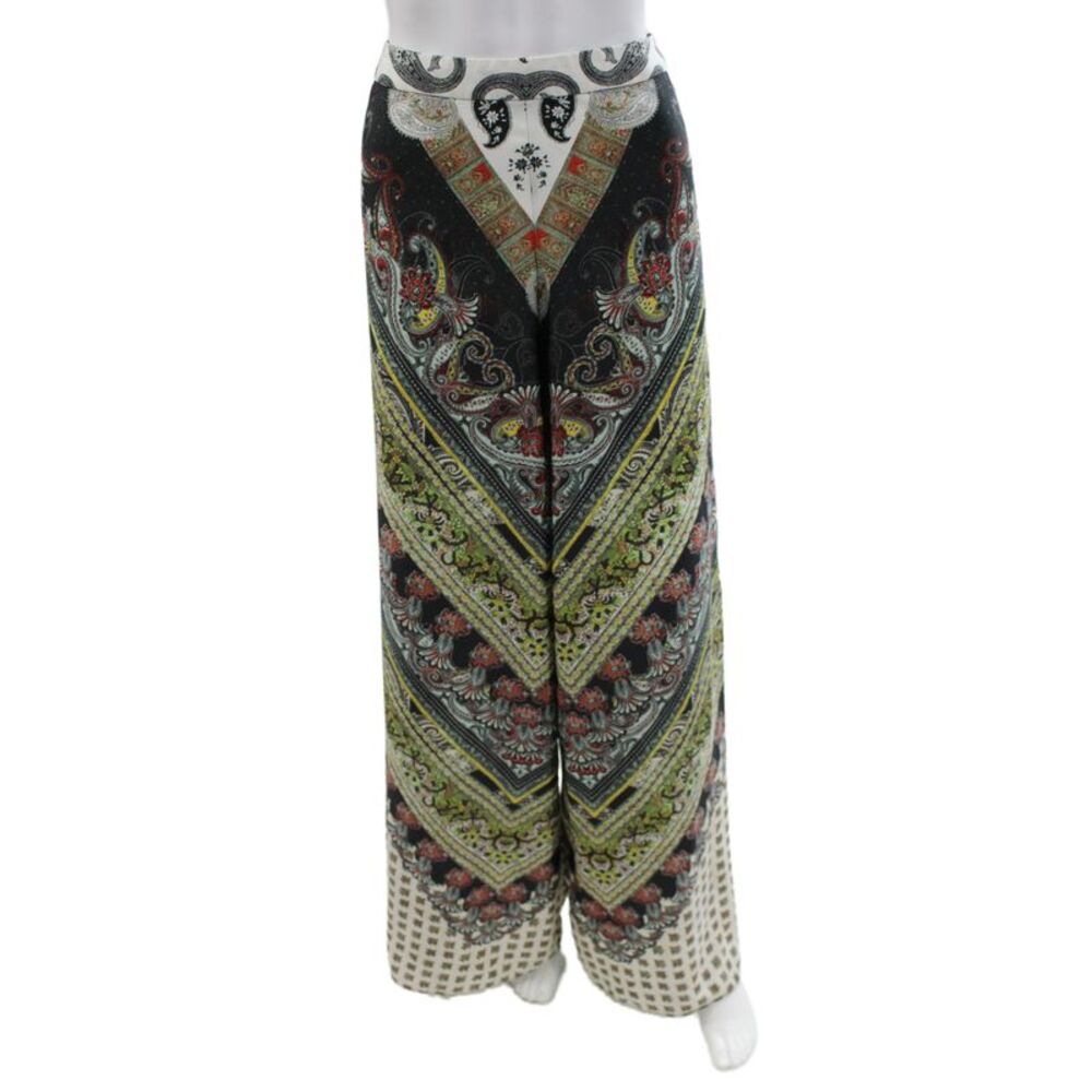 Alice + Olivia Women Bohemian Paisley Buckle Pants Multi-Color Polyester Size 4